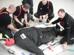 Bariatric manikin in stretcher